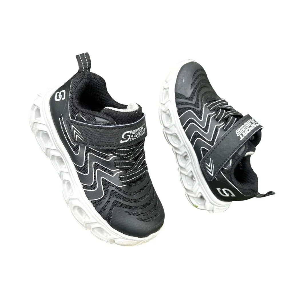 Sport By Skechers Toddler Boy‎ Jarrod Light Up Sneakers Size 7 Black